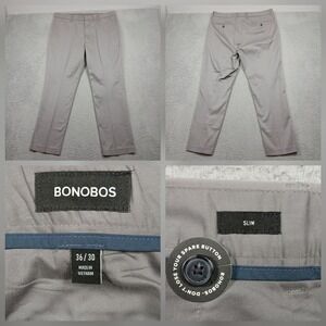 Bonobos Men's Slim Fit Chinos 36x30 Gray Stretch Casual Pants